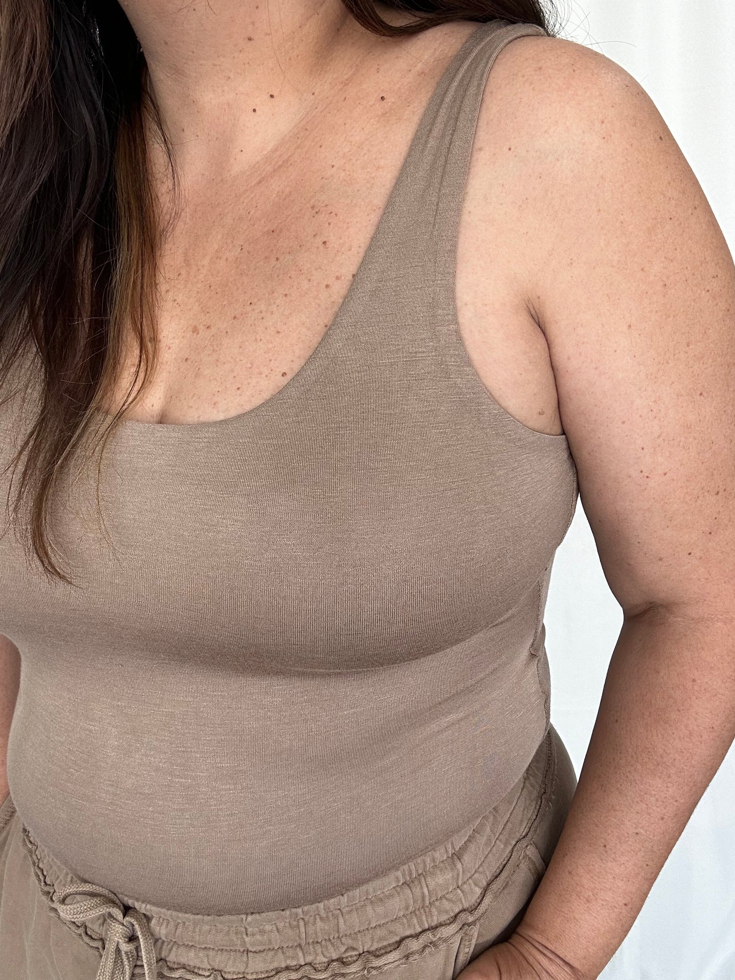 Flattering Scoop Bodysuit Mocha