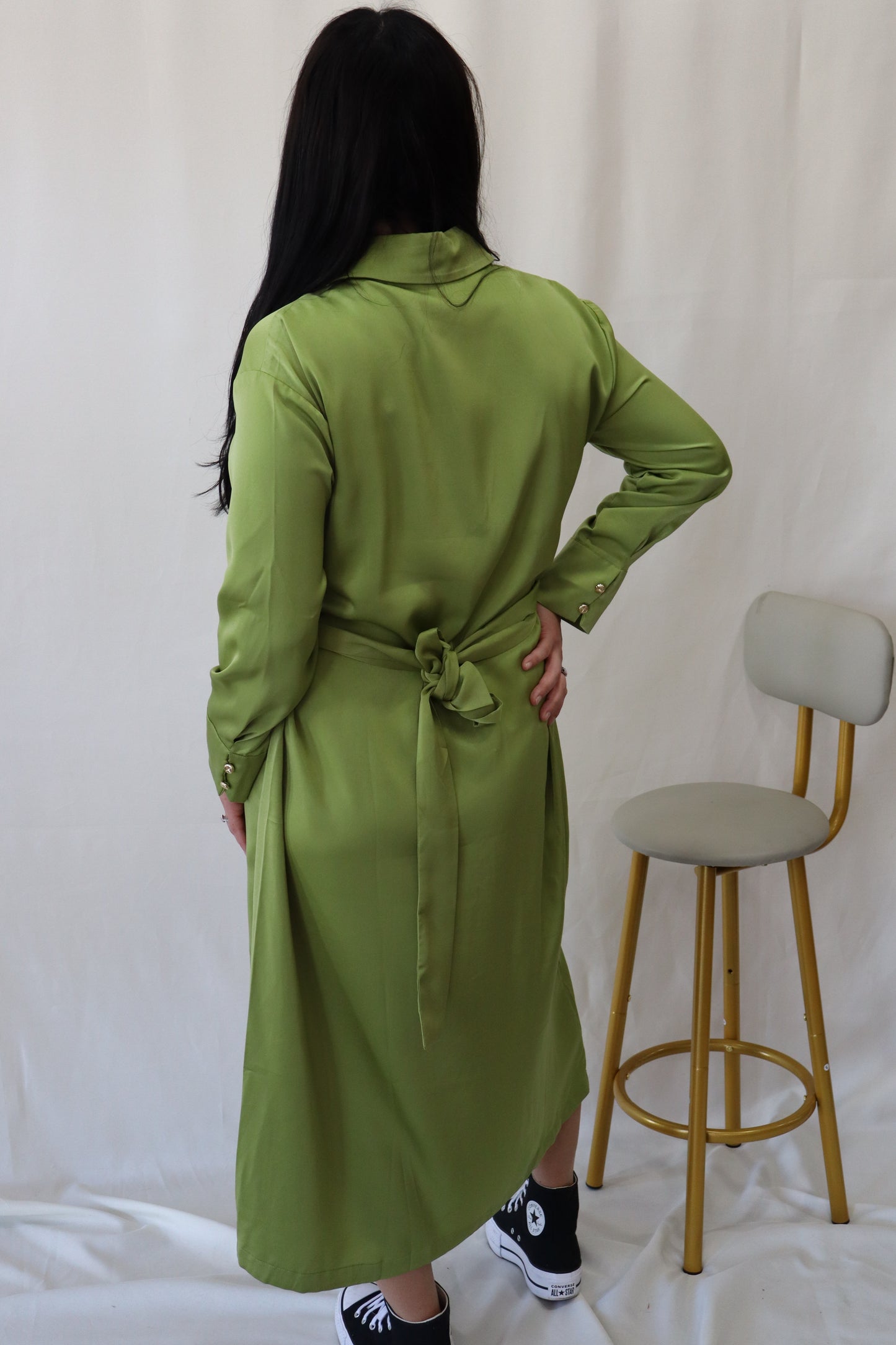 Lovely Tie Dress in L. Olive