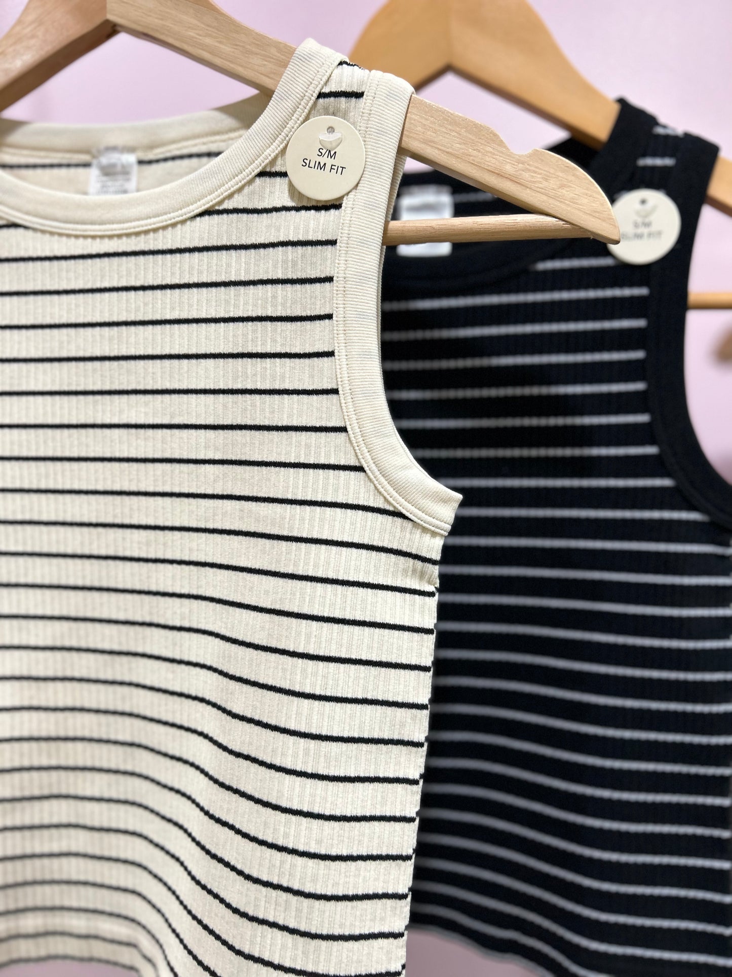 Crop Striped Tank in Ivory