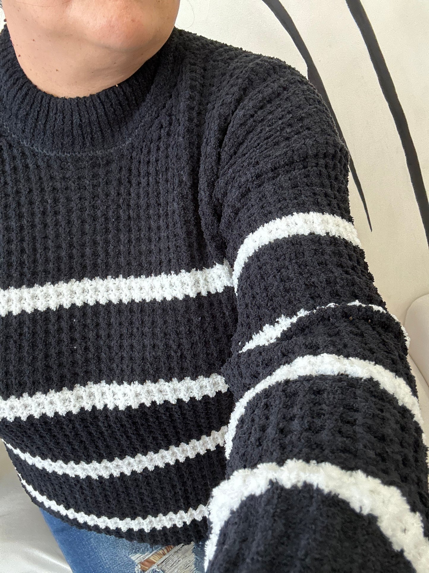 Striped Pullover in Black