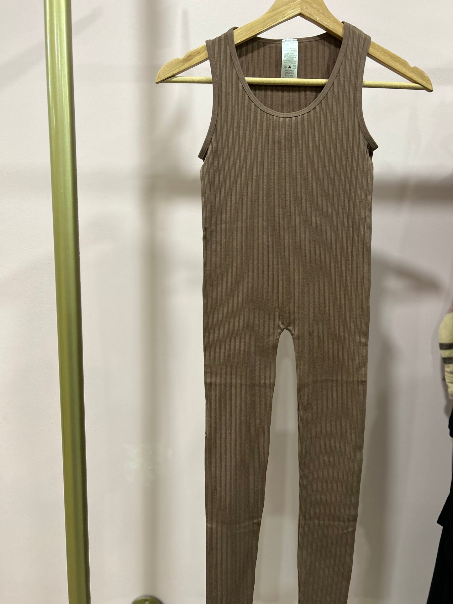 Ribbed Mocha Jumpsuit