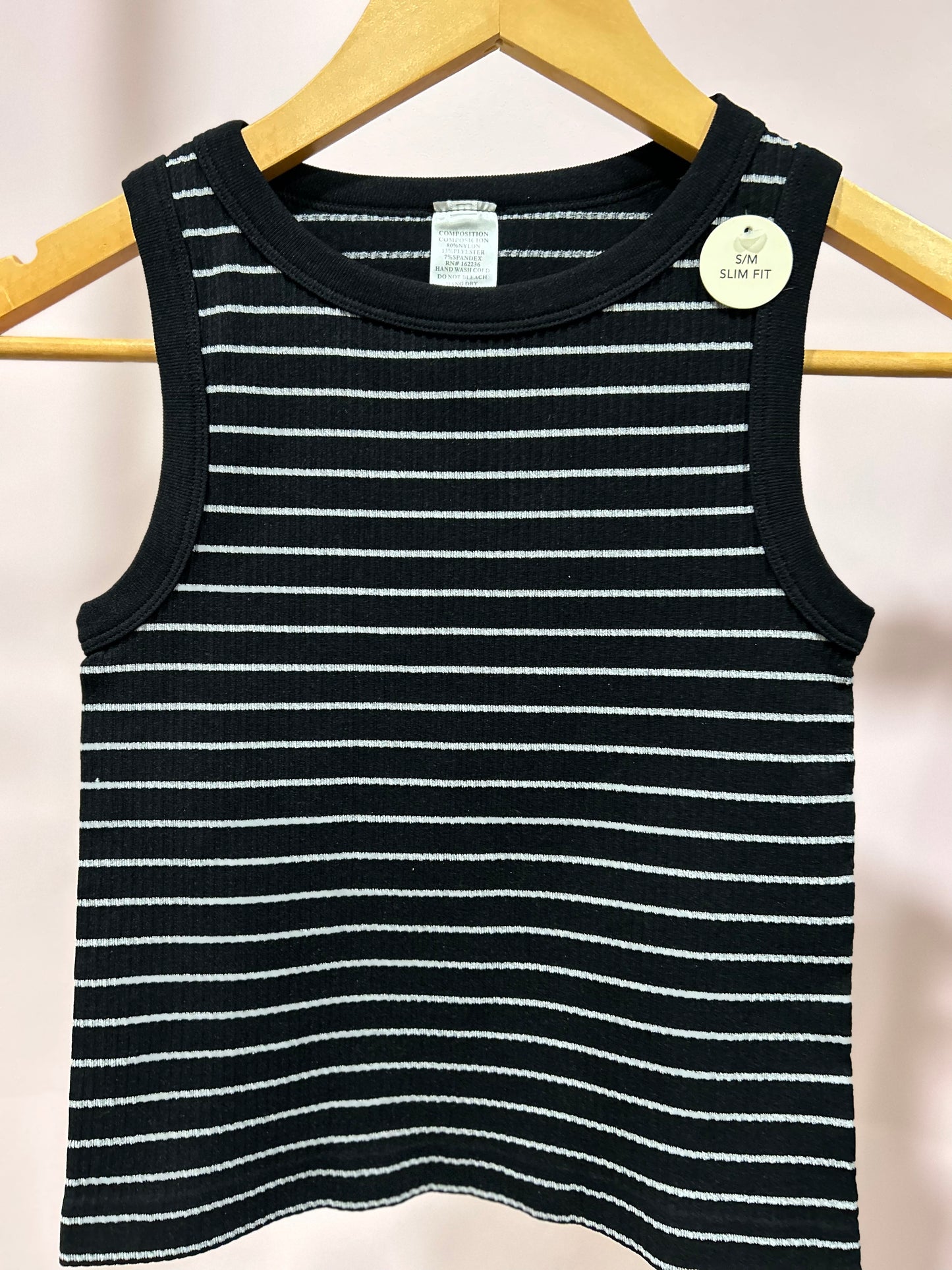 Crop Striped Tank in Black