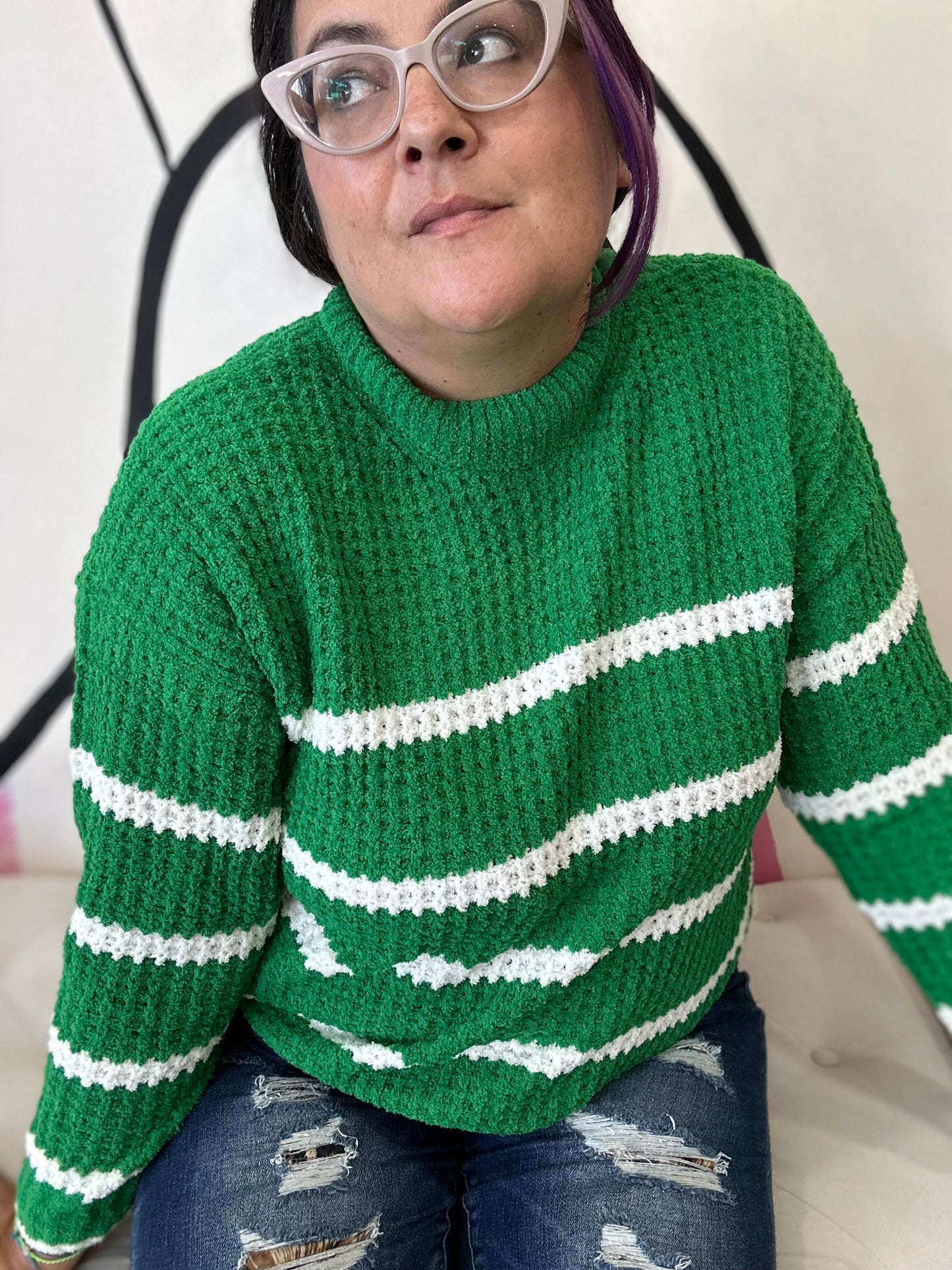 Striped Pullover in Green