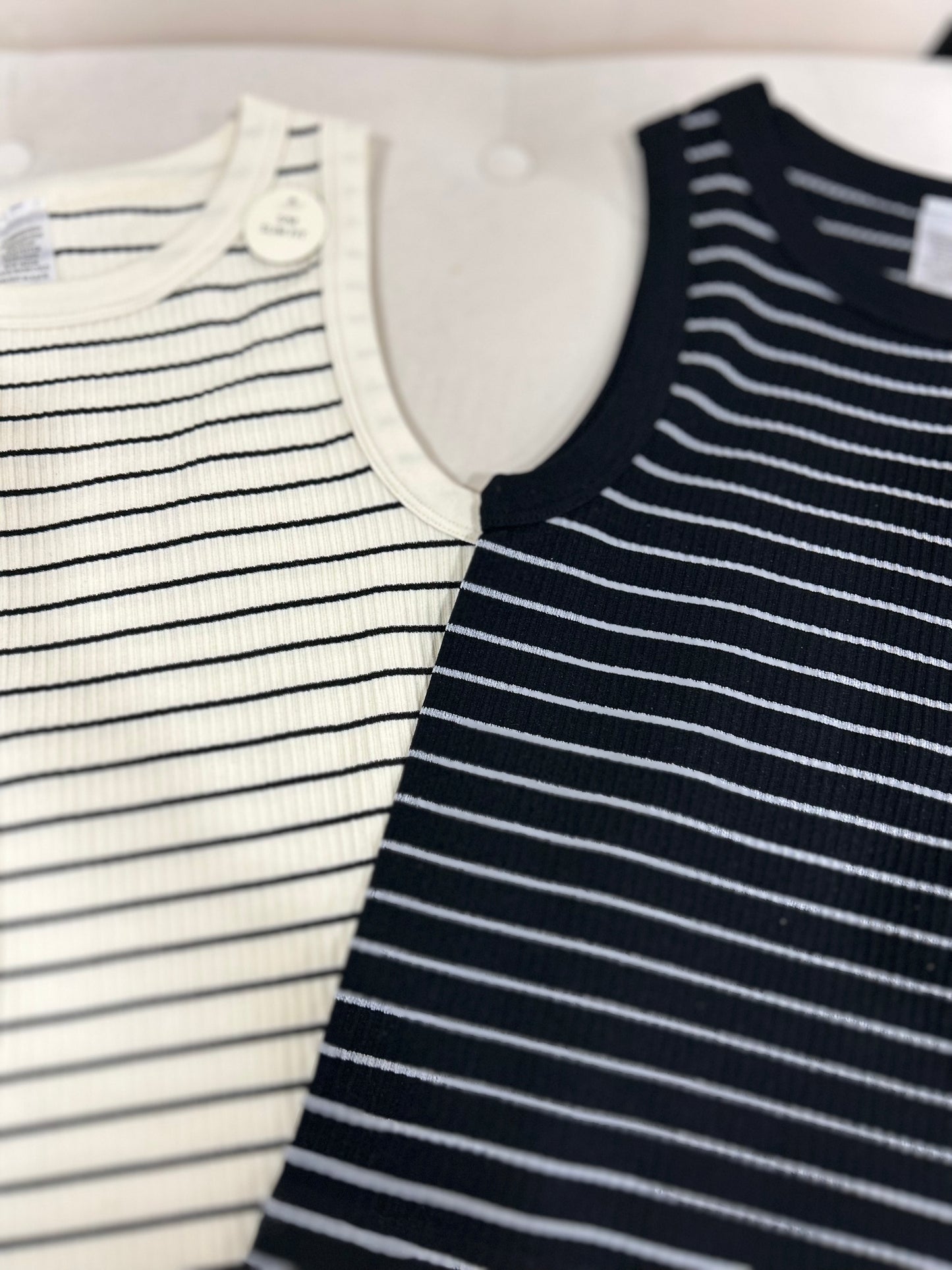 Crop Striped Tank in Black