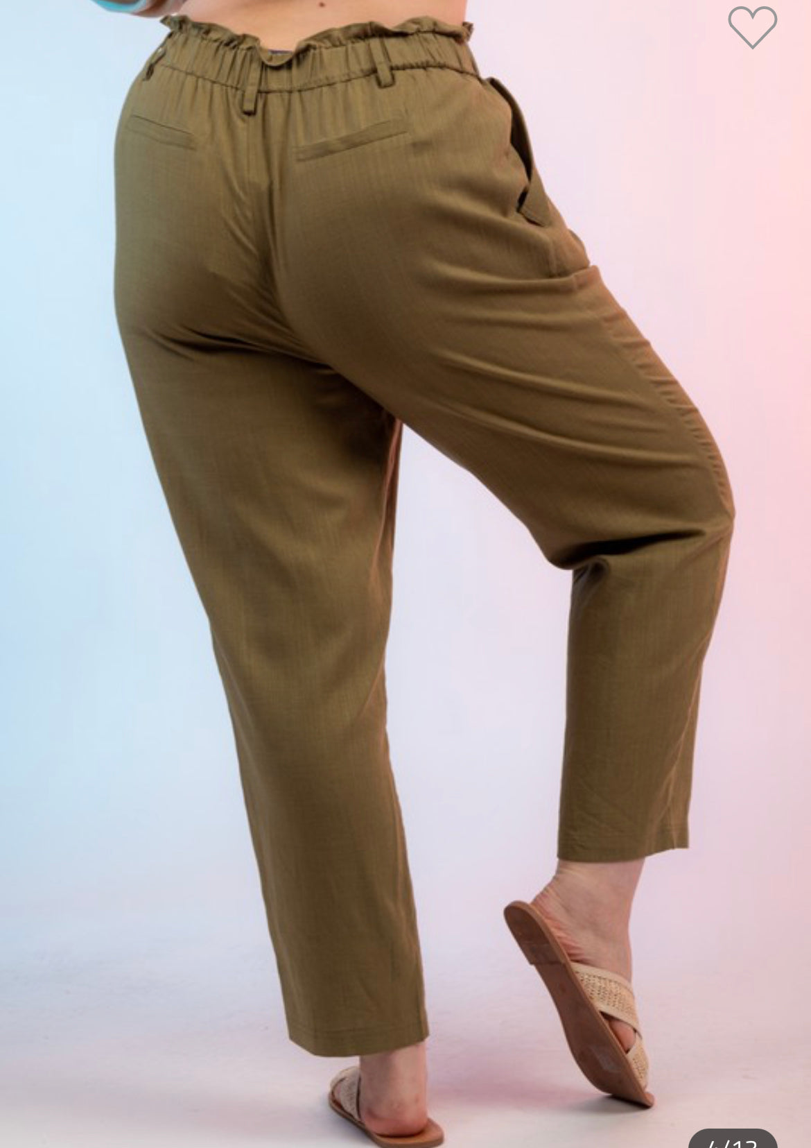 Curvy Modern Olive Linen Pants