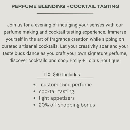 Perfume Blending + Cocktail Tasting