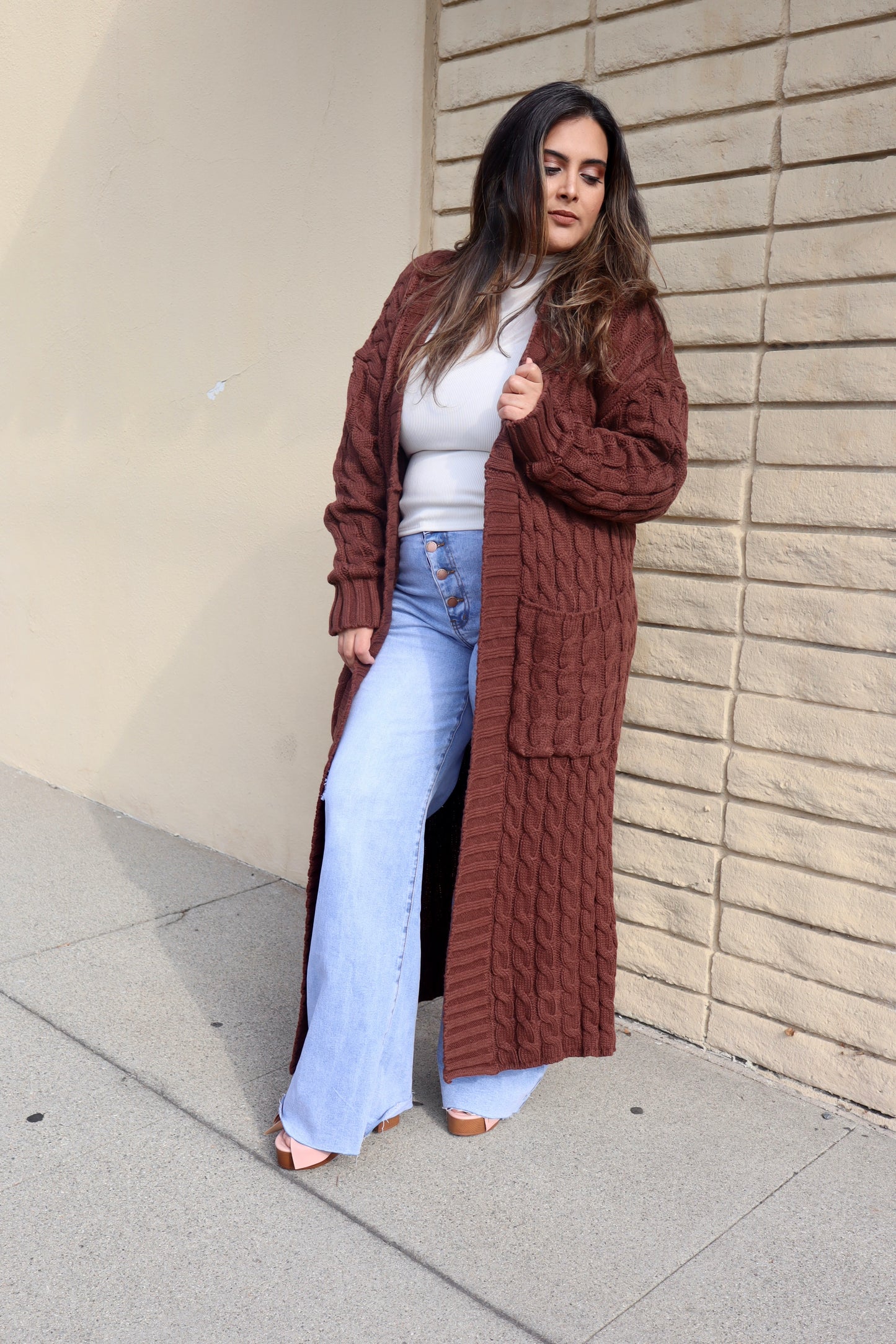 If She Loves Cardigan in Brown