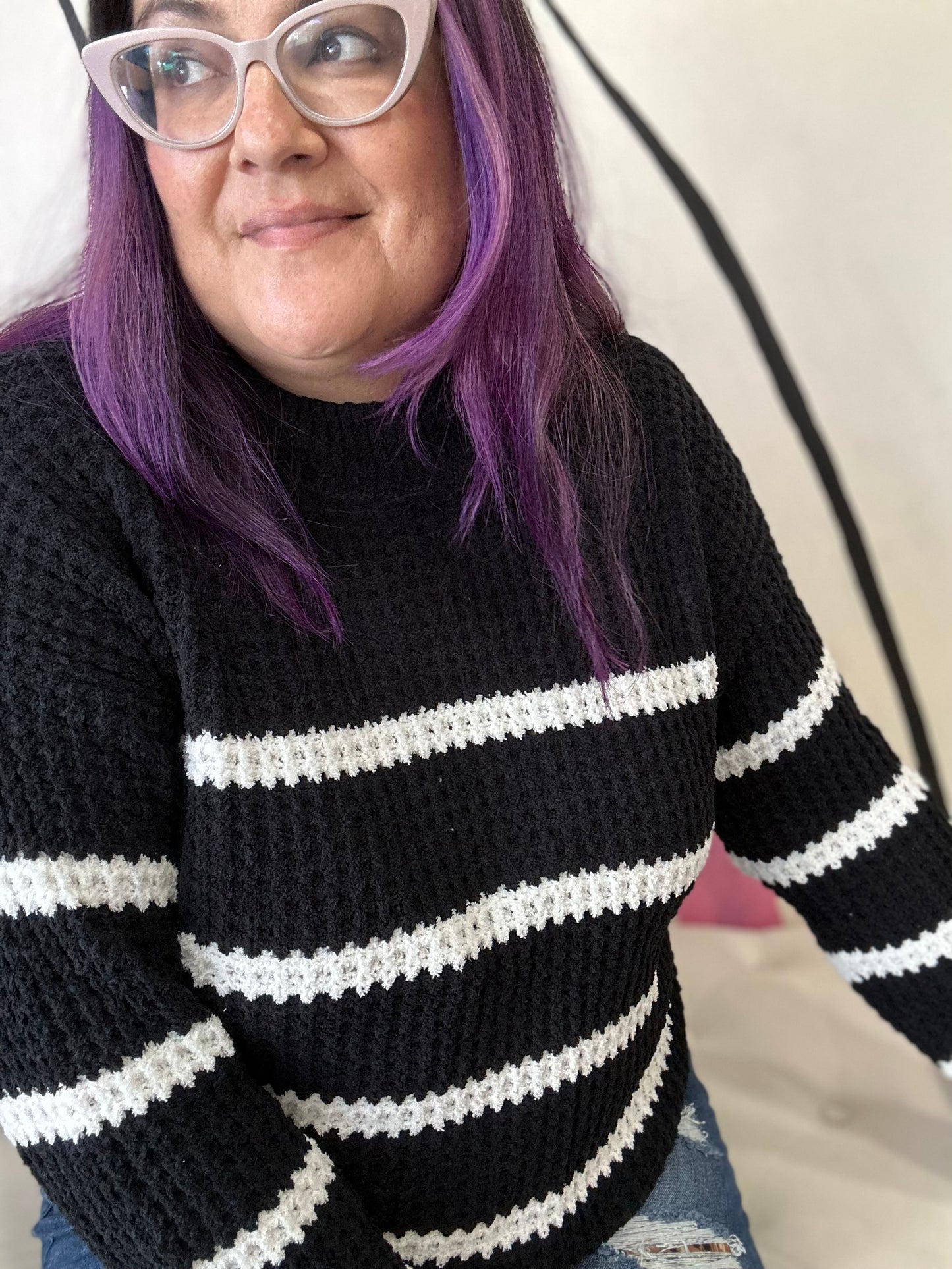 Striped Pullover in Black