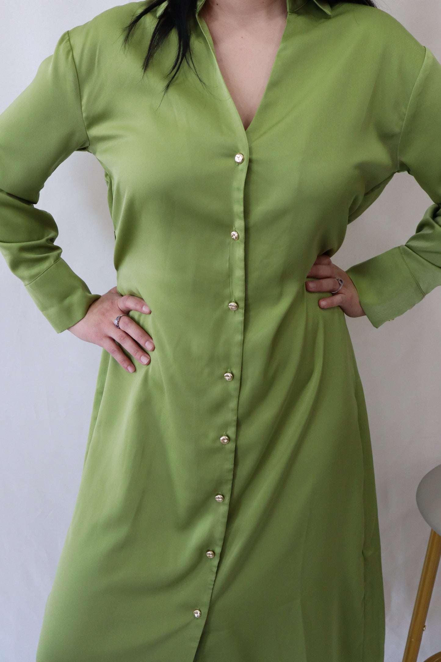 Lovely Tie Dress in L. Olive