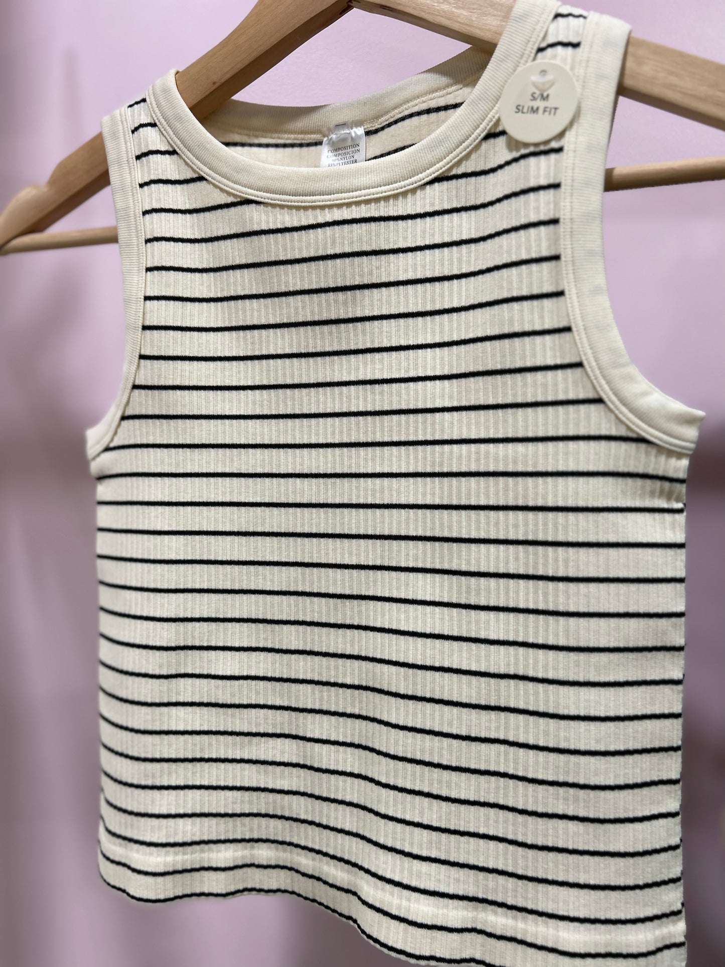 Crop Striped Tank in Ivory