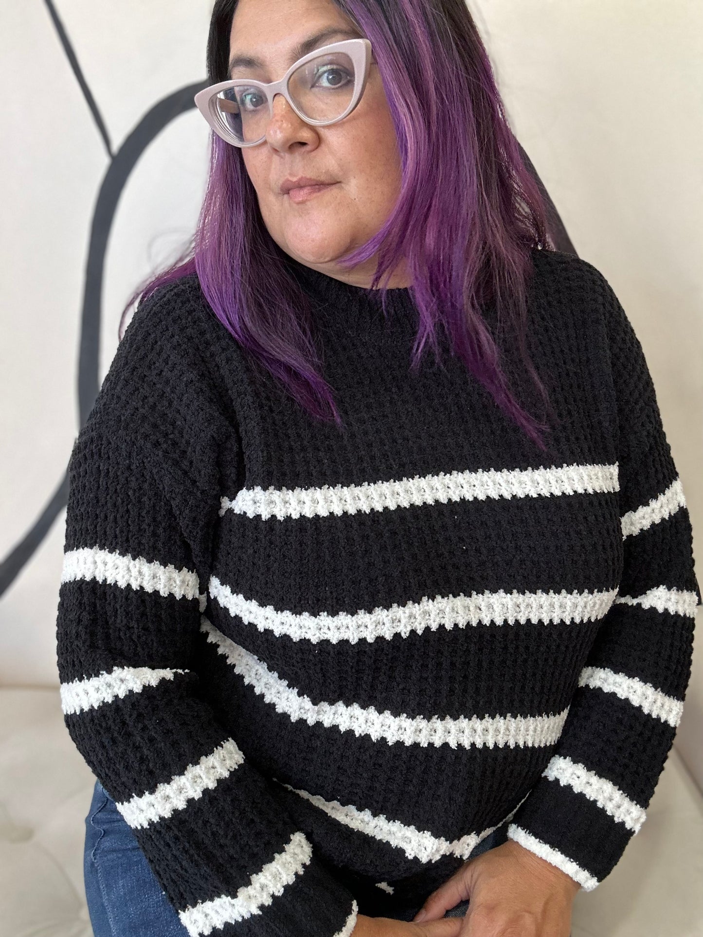 Striped Pullover in Black
