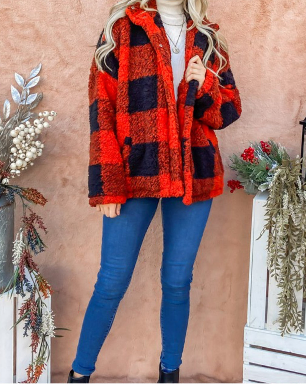 Plaid Sherpa Jacket