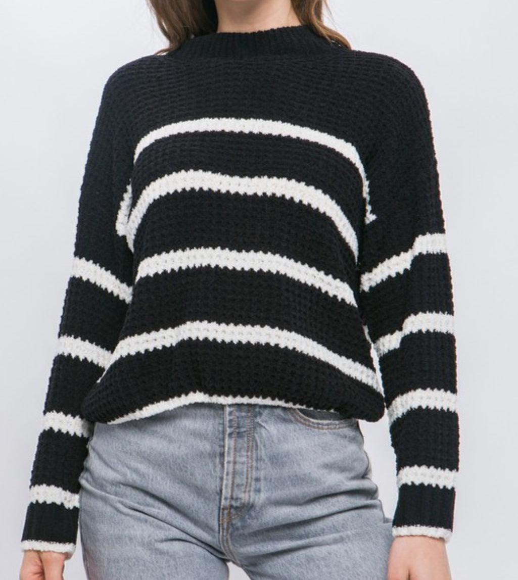 Striped Pullover in Black