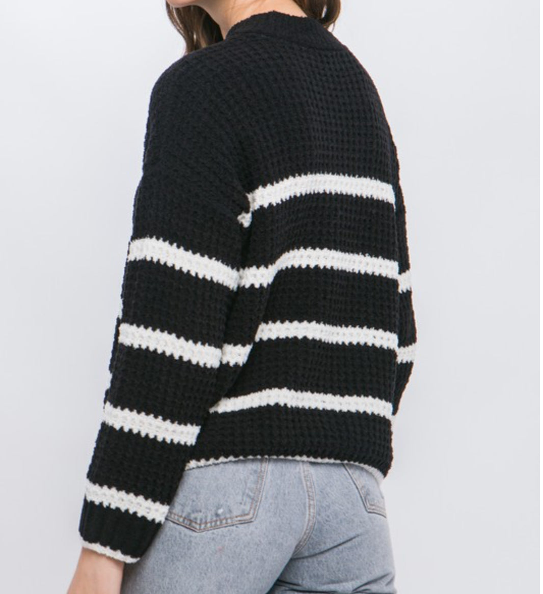 Striped Pullover in Black