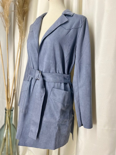 faux suede light blue coat