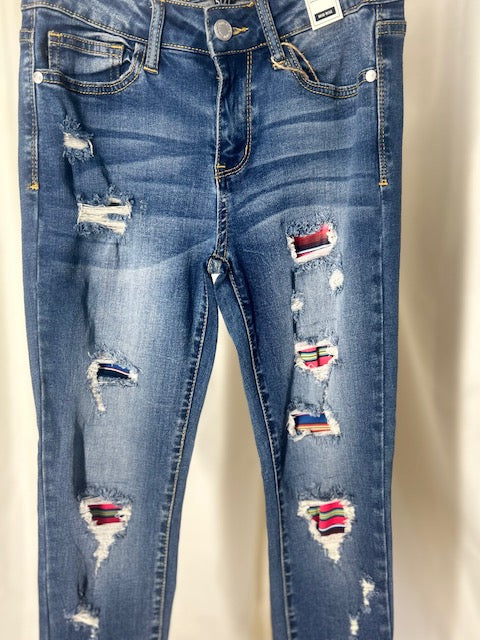 Serape Distressed Skinny Denim