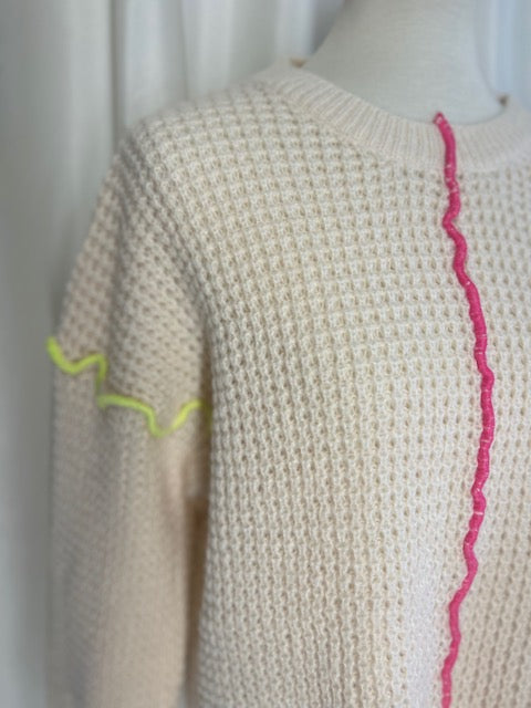 waffle knit layering sweater close up