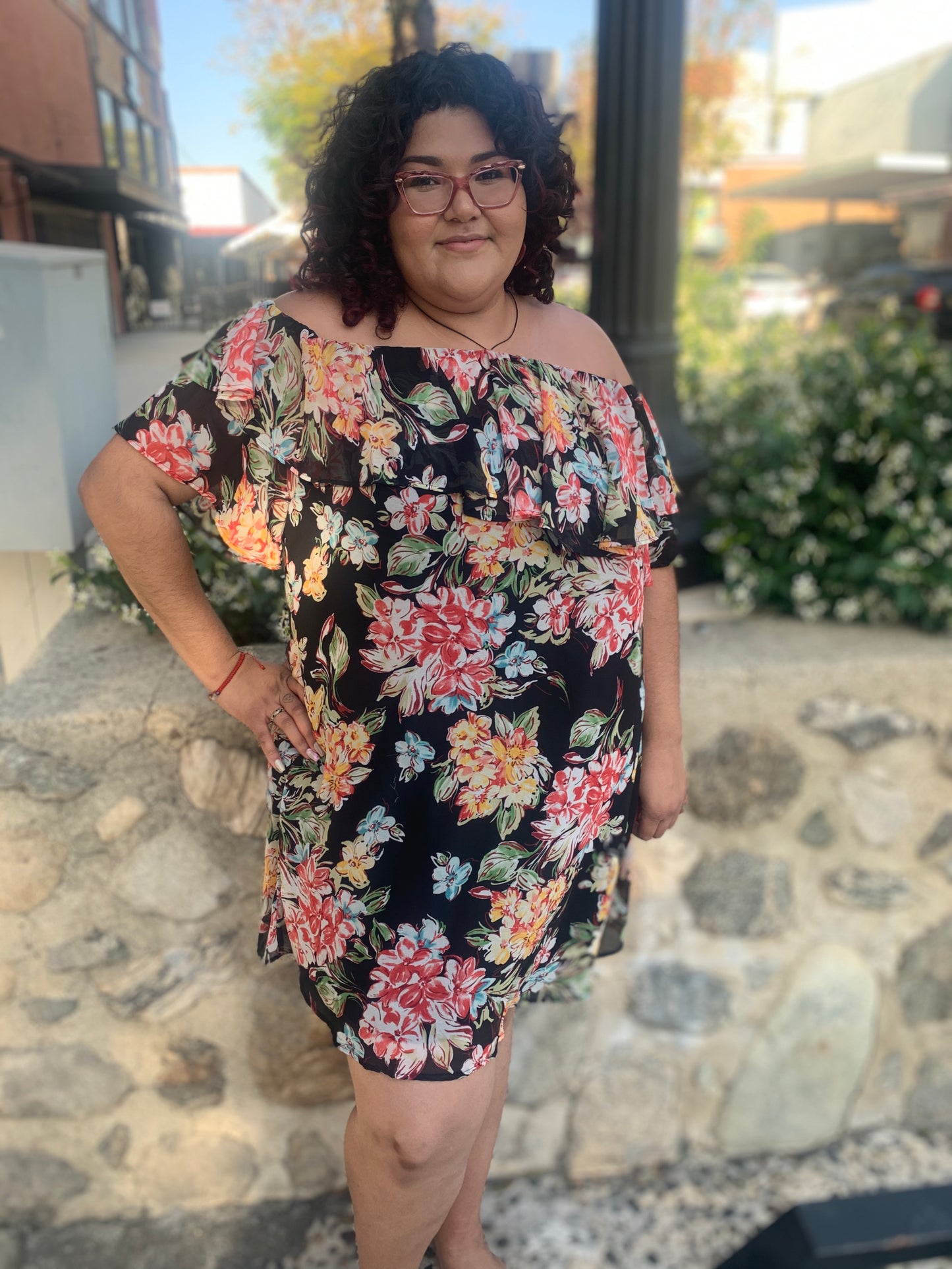 Evening Flowers Curvy Dress