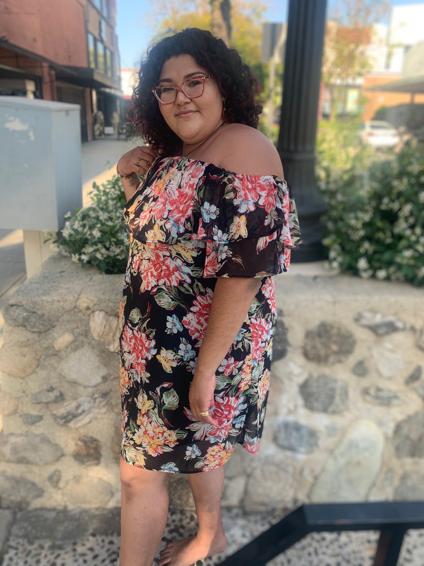 Evening Flowers Curvy Dress