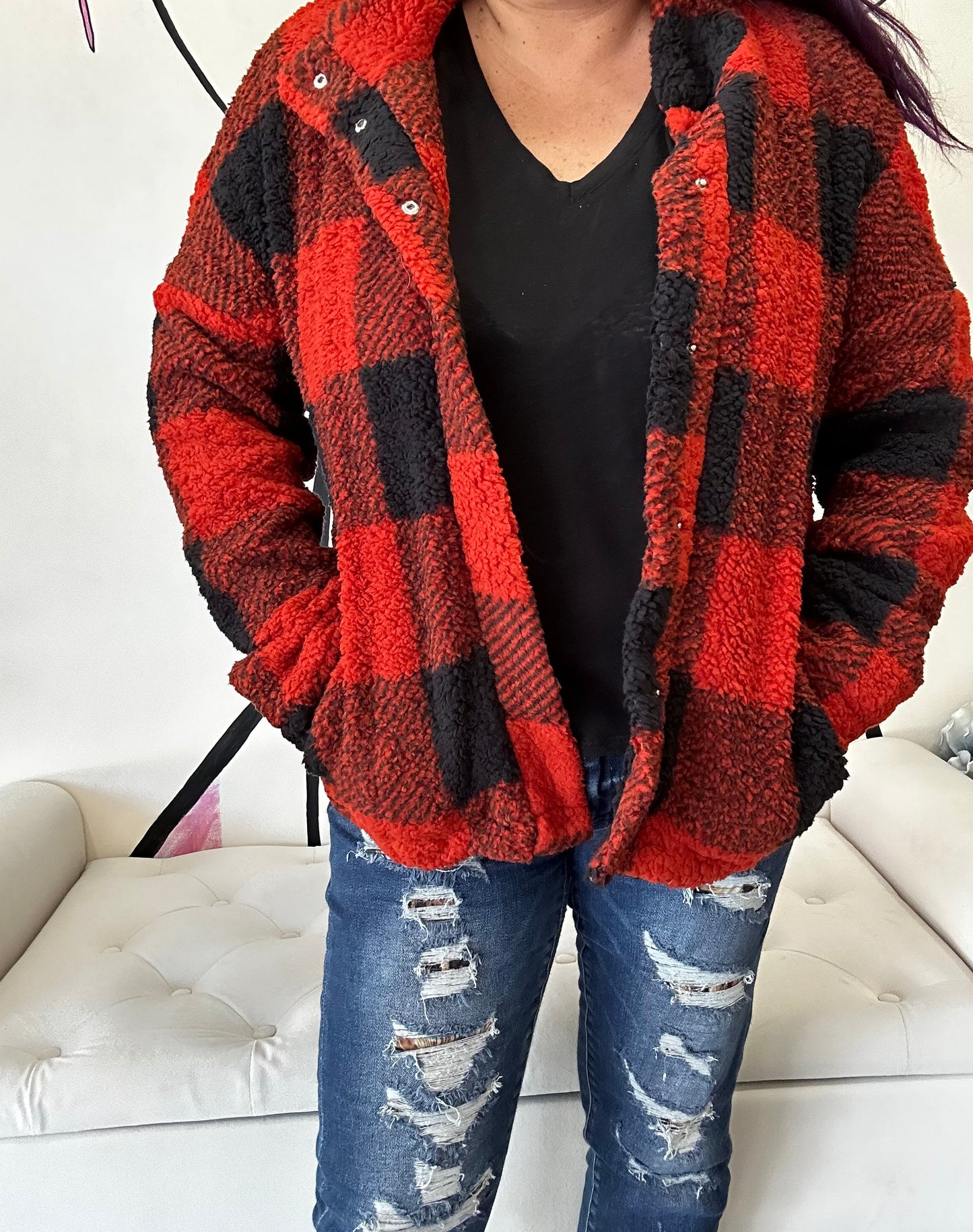 Plaid Sherpa Jacket