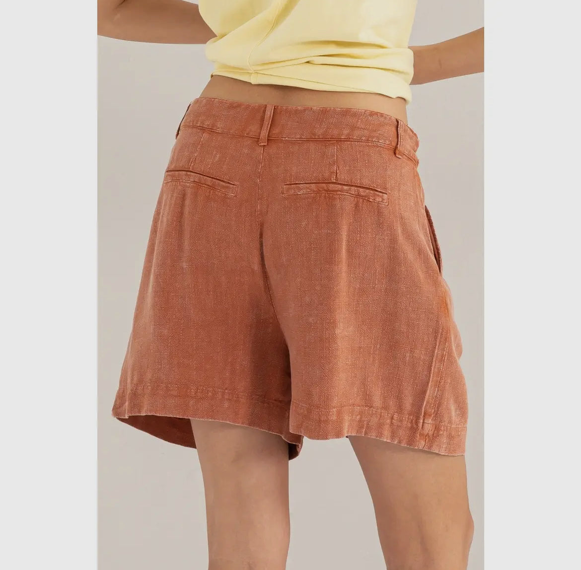 Vintage Washed Pleated Shorts