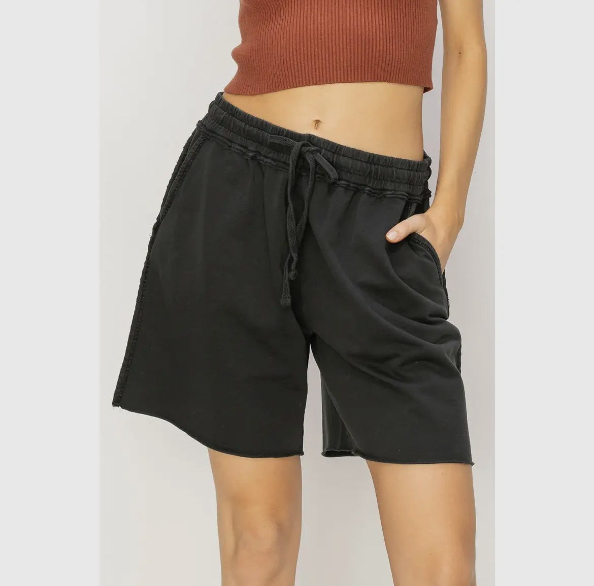Casual Relaxation Knee Shorts Black