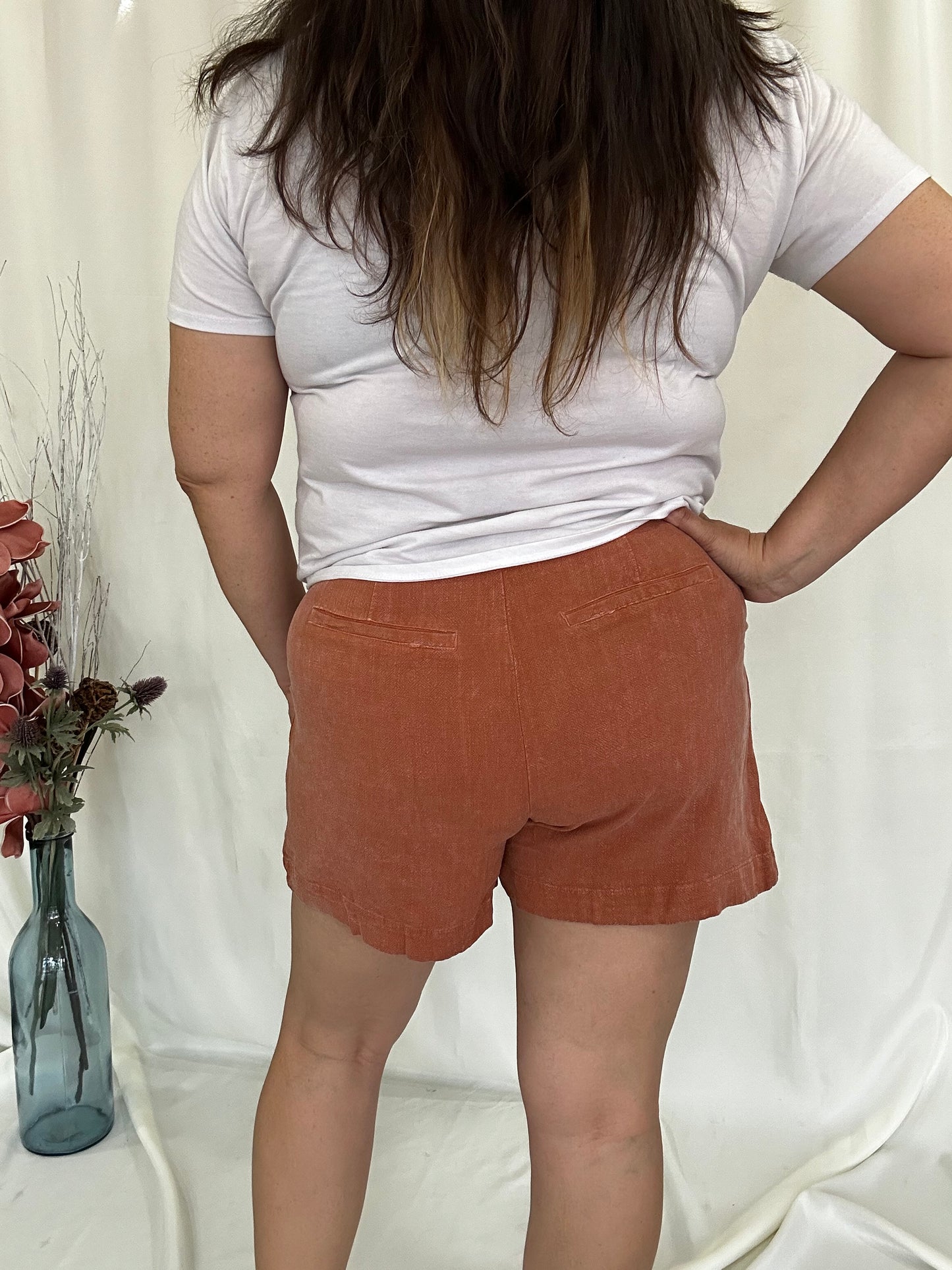 Vintage Washed Pleated Shorts