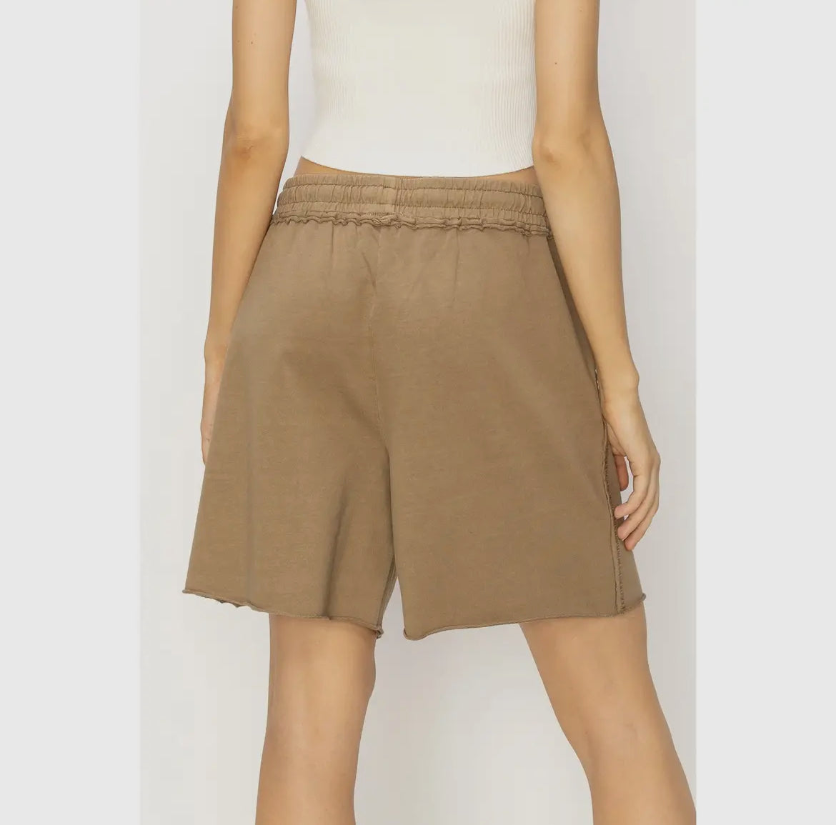 Casual Relaxation Knee Shorts Mocha