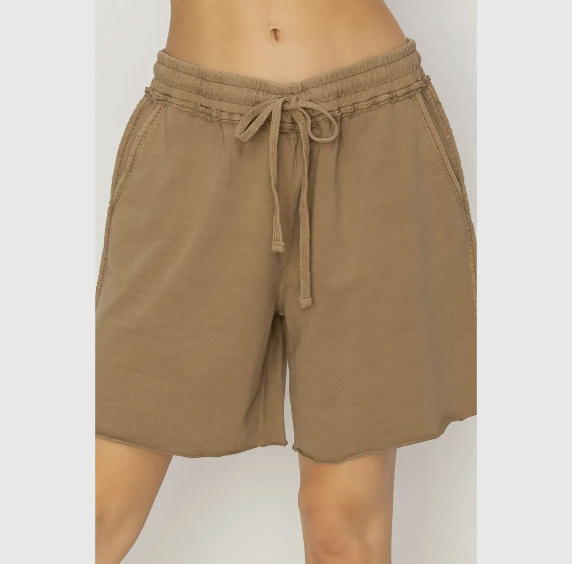 Casual Relaxation Knee Shorts Mocha