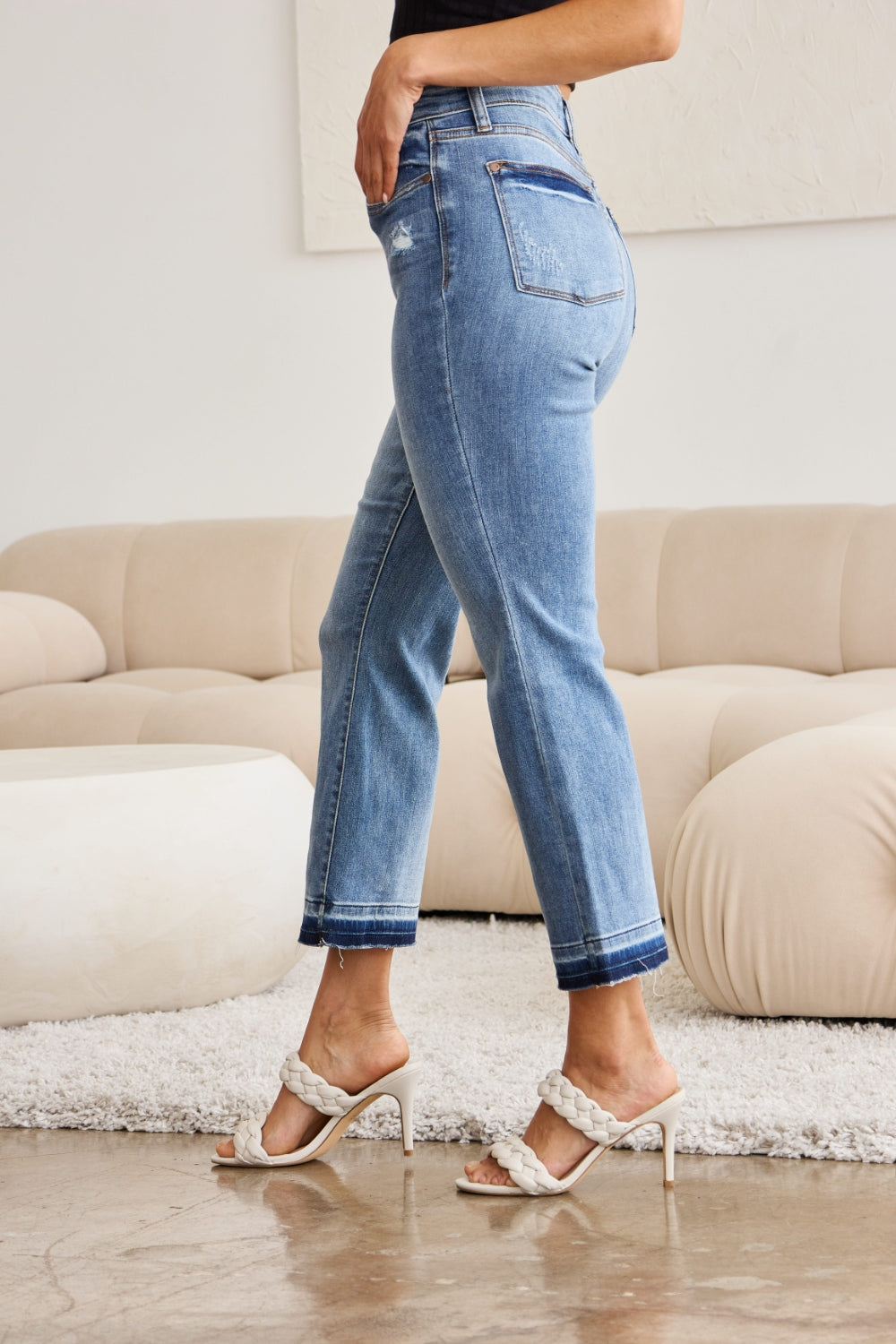 Curvy Judy Blue Hem Cropped Bootcut Jeans