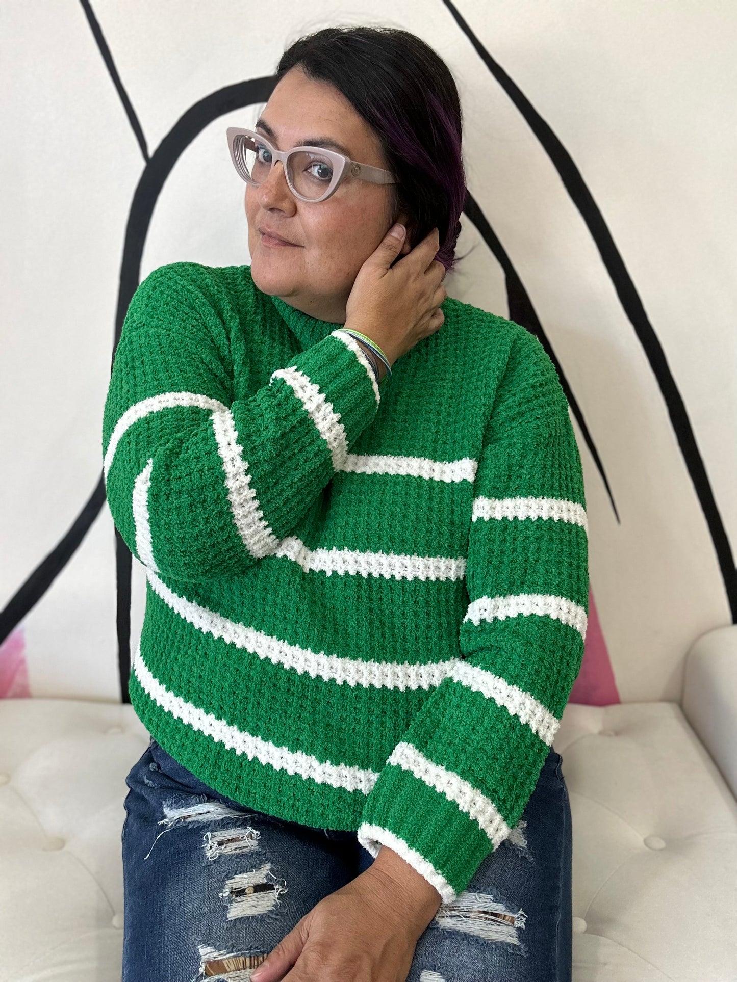 Striped Pullover in Green