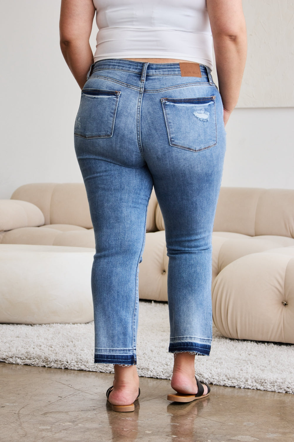 Curvy Judy Blue Hem Cropped Bootcut Jeans