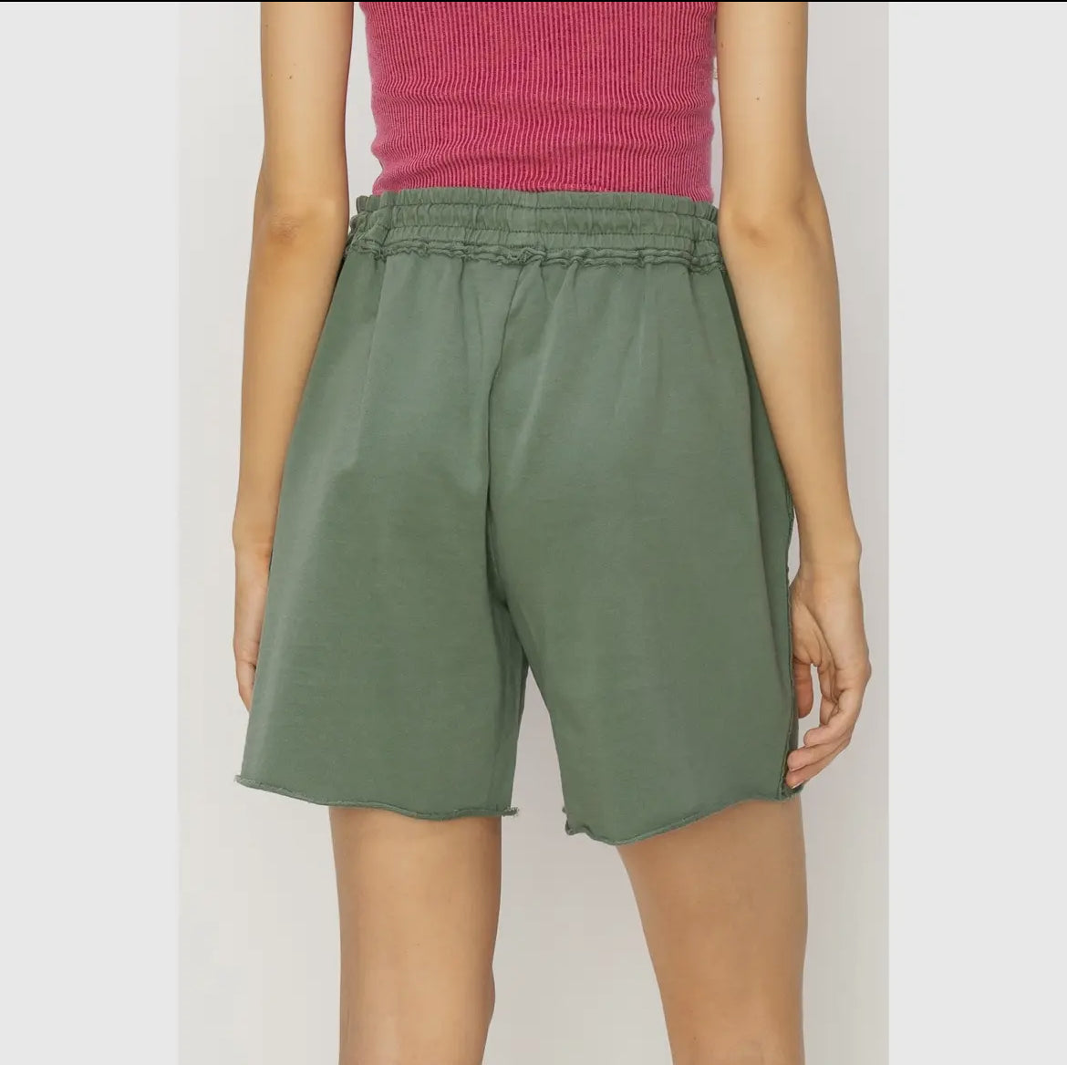 Casual Relaxation Knee Shorts Gray Green