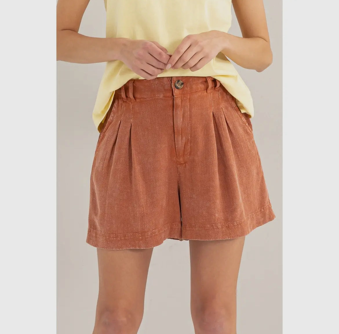 Vintage Washed Pleated Shorts