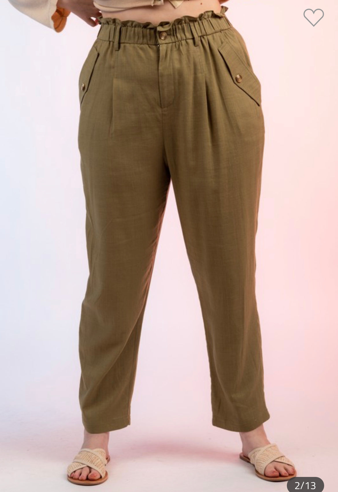 Curvy Modern Olive Linen Pants