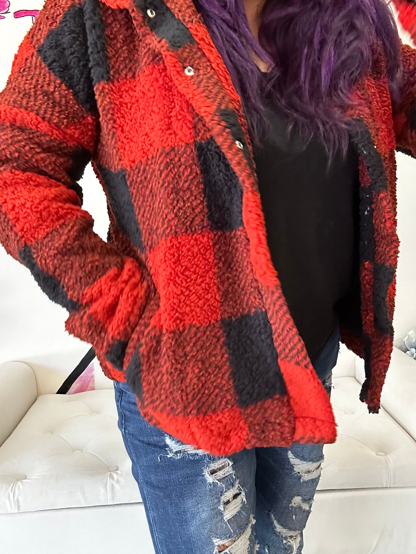 Plaid Sherpa Jacket