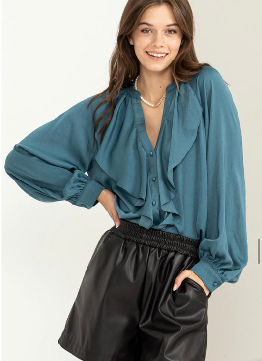 Mina Blouse in Turquoise