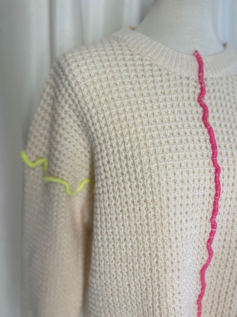 waffle knit layering sweater close up 