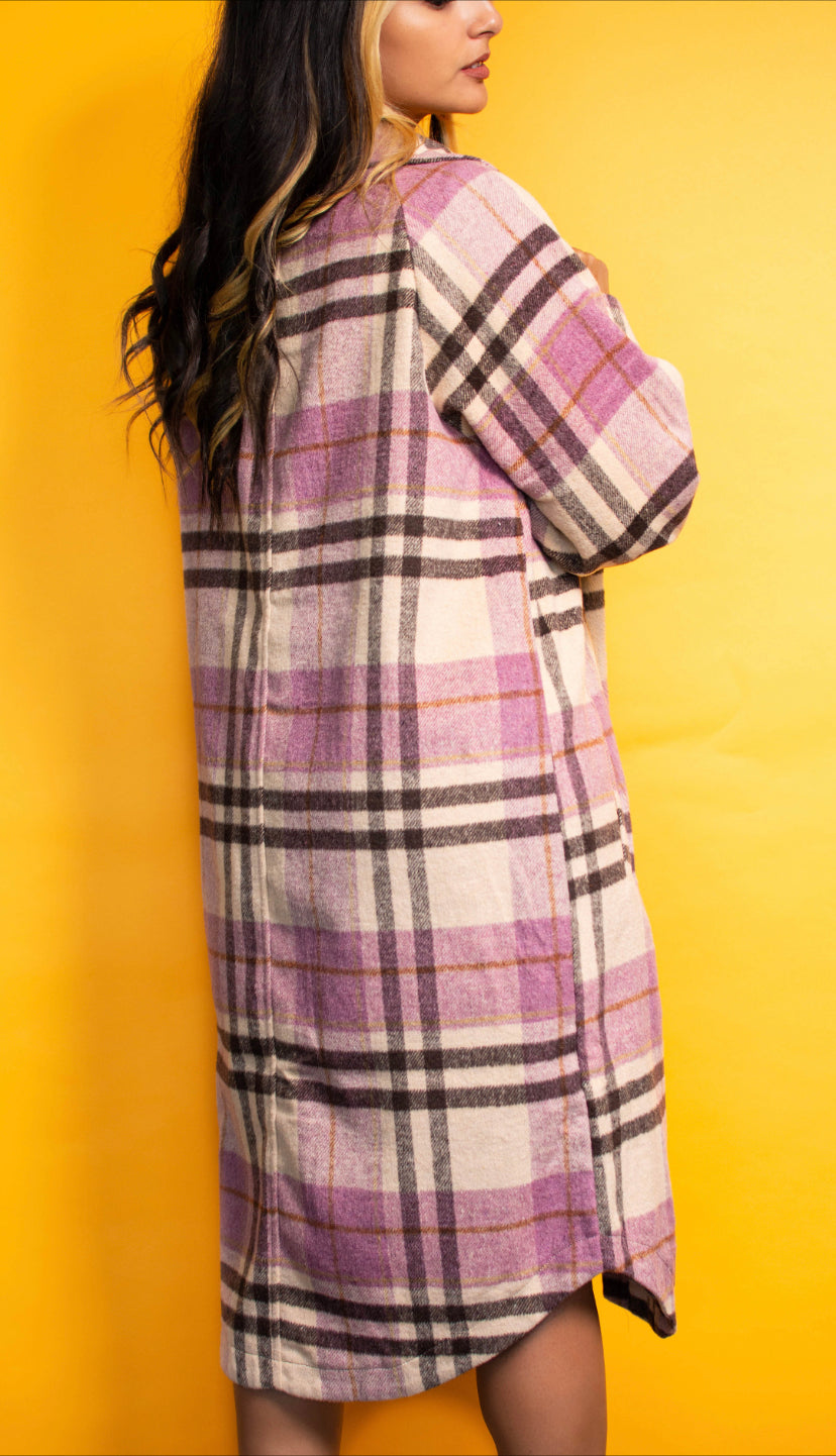 trending plaid flannel on a bright yellow back drop
